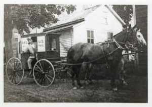 Horse-drawn mail wagon, 1920's.